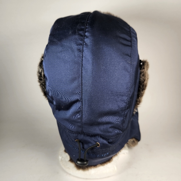 ENGELSONS Mens Trapper Hat Medium Blue Faux Fur Ear Flaps Winter Made Sweden NEW - Picture 7 of 13